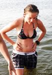 Busty chick shows her naked body at the nude beach