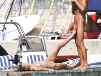 At nudist beach, cA?te d'azur, France