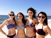 Hot naked dance gets an all over tan at the beach