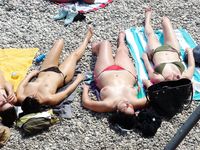 Amazing young nudists touch each other's bodies
