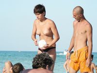 Busty sexy chicks group on nudist beach