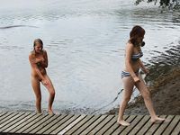 A public beach heats up with two hot adult naturists