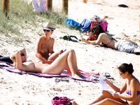 Here we are on our first trip to the nude beach