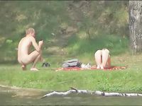 girl nudists get naked and heat up a public beach
