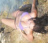 At the nudist beach adult womans play around naked