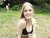 Everyone's looking at this sexy slim adult naturist