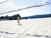 Slim adults out on the nude strand!