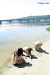 Slim adults out on the nude strand!