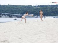 two girls at the nude beach