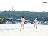 two girls at the nude beach