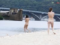two girls at the nude beach