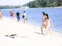 Flawless cougar on nude strand