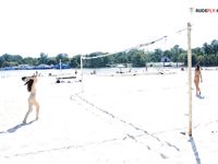 Wifwe immense boobies on OBX strand.