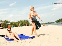 Cute glances resting on plage.