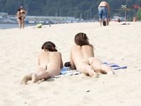 On a random plage next to sea.