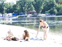 On a random plage next to sea.