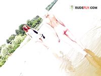 Directly behind the public plage.