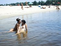 Incredible looking light-haired on French strand