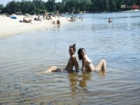 Incredible looking light-haired on French strand