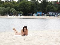 On the plage with one of Raina's pals