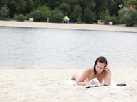 On the plage with one of Raina's pals