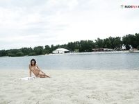 On the plage with one of Raina's pals