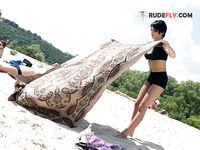 View at this hefty backside ambling at the strand