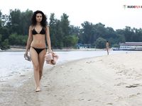 a nude prego gal on a plage of mallorca