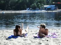 Wifey on the plage from costa brava spanien