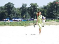 At the plage... not too larraine people...but...