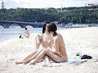french Gal with petite bra-stuffers on tunisia strand