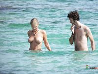 She wants to ride and refresh naked in the water