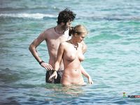 She wants to ride and refresh naked in the water