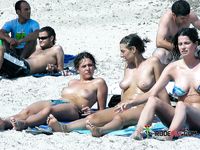 Quiet Sandy Beach Nude Sunbathing With Oil-Glistening Skin