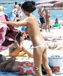 Quiet Sandy Beach Nude Sunbathing With Oil-Glistening Skin