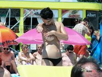 Two voluptuous sluts hang out on a naked beach while they talk about what they did last night and are they planning to do tonight