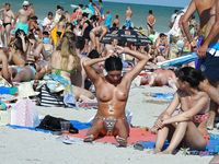 teens naturist  Adorable blonde naturist teens caught by voyeur topless at the beach