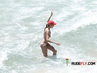 Topless slim hotties take turns showering with their perfect breasts on display 2