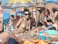 Voyeur films multiple breathtaking babes enjoying their day at a nudist resort