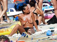 Cute thick naturalist chick with some massive boobs enjoys the sun