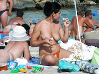 Skinny babes with small tits and curvaceous ladies walk around naked and lie down sunbathing 2