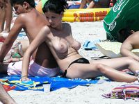 There's a stunning, nude beach girl with a slim body and beautiful, supple breasts, chubby hotties, and skinny cuties