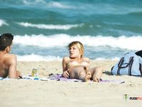 Dashing hotties filmed having fun at a nudist resort