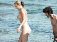 Topless slim hotties take turns showering with their perfect breasts on display 4