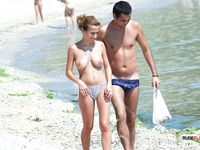 Dark-haired hottie and brunette with perky tits flaunt their perfect, slim bodies and apply sunscreen 2