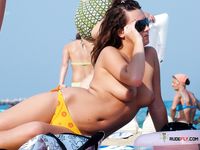 Hot chicks recorded naked having fun outdoors at a nudist resort