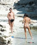 Slim babes with killer curves and amazing asses walk around and sunbathe completely naked