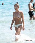 Skinny babes with big asses and perky tits walk around showing off their smooth pussies