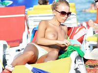 Colorful Bikini Bottom in the Shallows on a Bright Beach Day