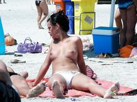 Dashing girls shower after swimming in the sea and sunbathe with their big tits and seductive curves flashing all around 3